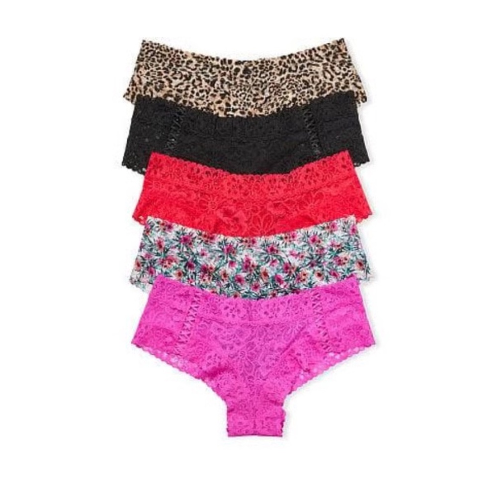Victoria's Secret The Lacie Cheeky Panties 5 Pack Multi-Color Small NEW